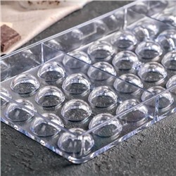 Форма для конфет и шоколада KONFINETTA «Полусфера», 28×14 см, 36 ячеек 2×1 см, прозрачная