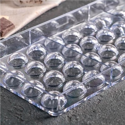 Форма для конфет и шоколада KONFINETTA «Полусфера», 28×14 см, 36 ячеек 2×1 см, прозрачная