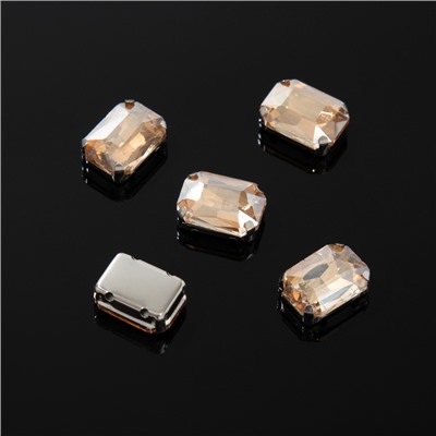 Стразы в цапах (набор 5 шт.), 10×14 мм, цвет коричневый в серебре