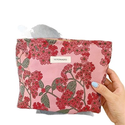 Brand retro cloth, cosmetic bag, shoulder bag, small clutch bag, storage system with zipper, flowered