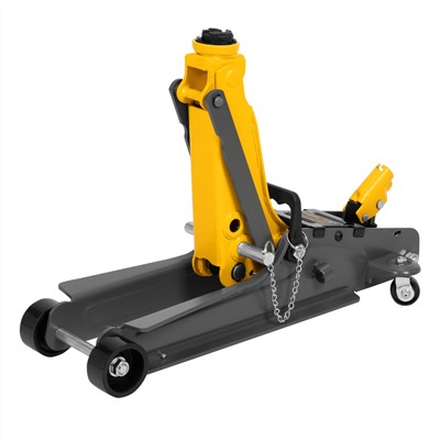 Домкрат гидравлический подкатной с фиксатором, 2,5 т,  85-385 мм, в пласт. кейсе Denzel