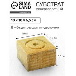 Субстрат минераловатный «Эковер», в кубе, для рассады и гидропоники, отверстие 20×15 мм, 10×10×6.5 см