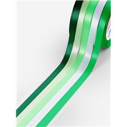 Атласная лента, набор 5 шт., 10 мм, 23±1 м, белая, зелёная