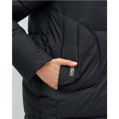 Куртка зимняя женская с капюшоном модная черного цвета 3193Ch