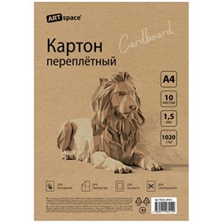 Картон переплетный А4, ArtSpace, 10л., толщина 1,5мм, в пакете