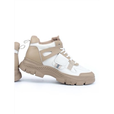 05-P51-2Z BEIGE Кроссовки женские зимние (натуральная и искусственная кожа, шерсть)