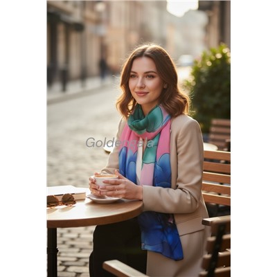 Шарф шифоновый с цветочным рисунком 3D Арт М52/6