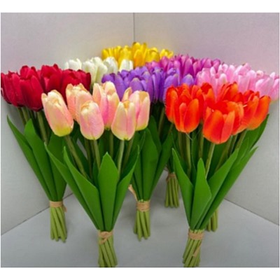 Цветы искусственные декоративные Букет Тюльпанов 12шт 30см