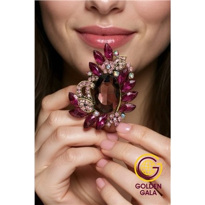 Брошь крупная с кристаллами БР4/3 модель 2