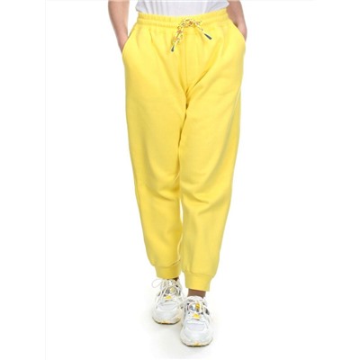 M047 YELLOW Брюки спортивные женские на флисе (100% хлопок) 7986