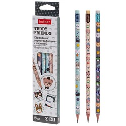 Карандаш ч/г HB Hatber Teddy Friends/ с ластиком BLs_086457/24/Китай
