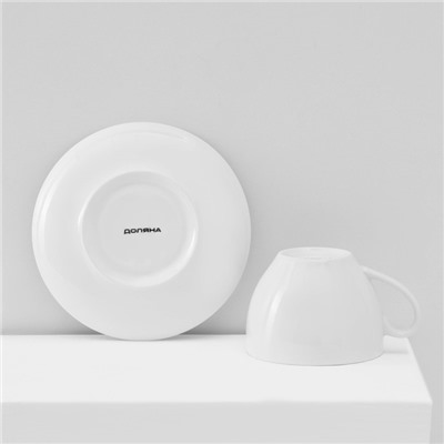 Сервиз чайный Доляна «Лаванда», 12 предметов: 6 чашек 250 мл, 6 блюдец d=15 см, фарфор, белый