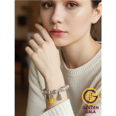 Браслет женский с кристаллами на резинке БР12/03 (перламутровый хамелеон)