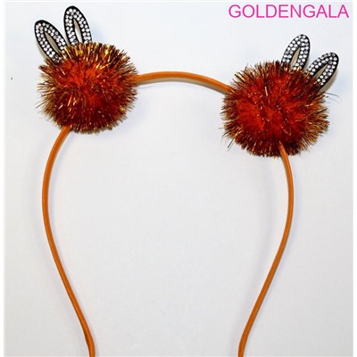 Ободок детский новогодний ОБ22 модель 2 цвет золотистый