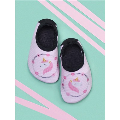 Коралловые тапочки аквашузы детские "Единорог розовый"
