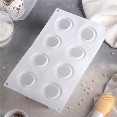 Форма для муссовых десертов и выпечки Доляна «Груша», силикон, 29.3×17.2×6.5 см, 8 ячеек (d=5.5 см), белая