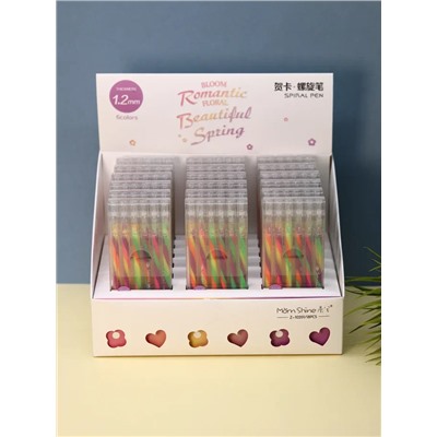 Набор флуоресцентных цветных ручек  (6 шт) "Rainbow Spiral", mix, шоу-бокс 18 шт.