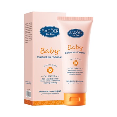 Успокаивающая нежная пенка для умывания с календулой и витамином Е SADOER Baby Calendula Cleanser, 100 гр
