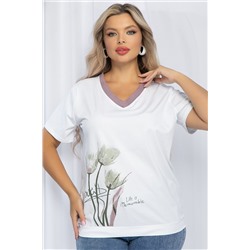 Блуза Лотус (бело-лиловая) Б13161-20М