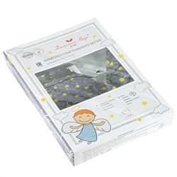 Постельное белье, ясельный комплект "Смайлы" 9/3 серый, 3 предмета: пододеяльник 112х147см, простыня 100х150см, 1 наволочка 40х60см, бязь "Комфорт" 121г/м2, хлопок 100%, упаковка "классическая" ПВХ 32х41см, "Домашняя мода" (Россия)