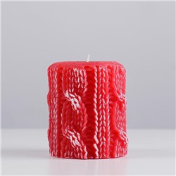 Свеча-подсвечник «Вязаный пенёк», 6.5×7.8 см, 1 ч, 177 г, красный