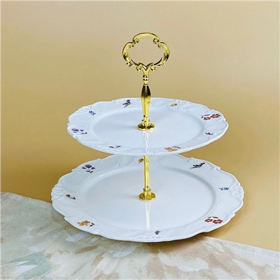 109-224 Двухъярусная этажерка КРОКУС в под.уп.(х12)Фарфор