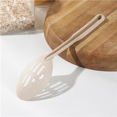 Ложка с прорезями Доляна «Беж», 28.5×6.2 см, бежевая