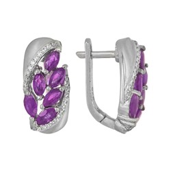 Серьги 'Веточка' с аметистами и и фианитами ТГСК.774АМ2.16