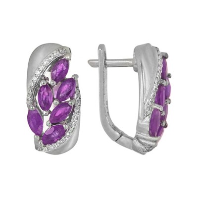 Серьги 'Веточка' с аметистами и и фианитами ТГСК.774АМ2.16