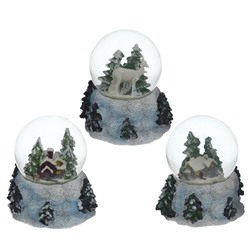 Фигурка декор в стекл шаре "Домик/Олень", D 6.5 см, L9 W8 H9 см, 3в.