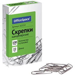 Скрепки 22мм, OfficeSpace, 100шт., карт. упаковка