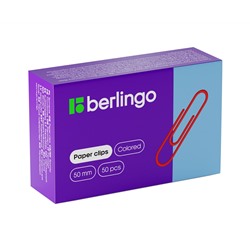 Скрепки 50мм, Berlingo, 50шт., цветные, карт. упаковка