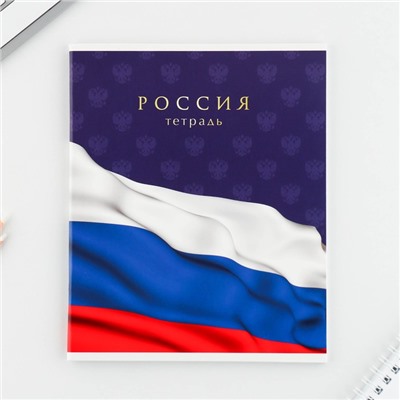 Тетрадь в клетку, 48 л., А5, на скрепке, блок №1 «Россия» МИКС
