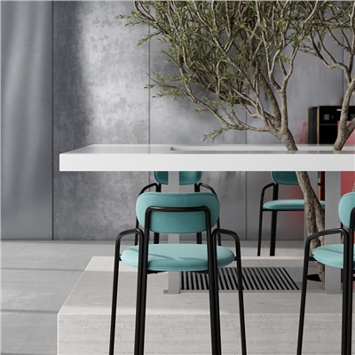 Стул барный Ror, Round, велюр, черный/светло-бирюзовый