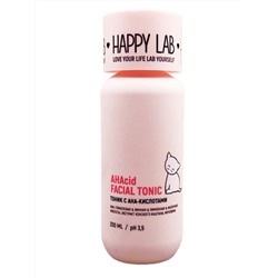 Happy Lab Тоник для лица с AHA-кислотами, 200 мл
