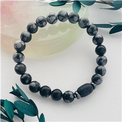 Радуга Самоцветов Браслет из снежного Обсидиана и Лавы