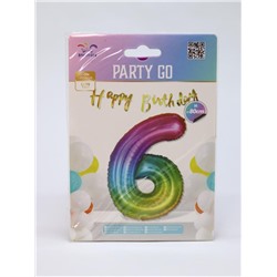 Шар фольгированный "Multicolour numbers" цифра 6, (80 см)