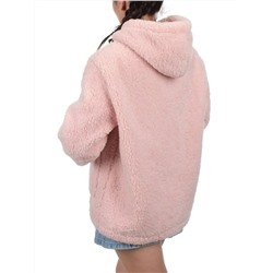 1003 PINK Куртка плюшевая демисезонная (65% хлопок, 35% полиэстер) оверсайз 44-54