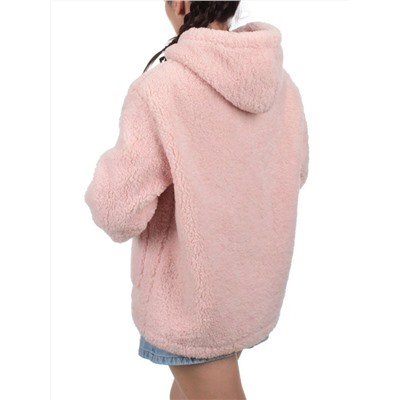 1003 PINK Куртка плюшевая демисезонная (65% хлопок, 35% полиэстер) оверсайз 44-54