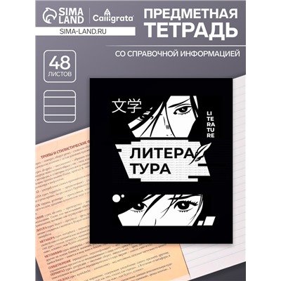 Тетрадь предметная 48 листов в линейку Calligrata, «Комикс Аниме. Литература», обложка мелованный картон