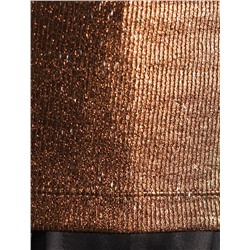 Топ с закрытым декольте из хлопка с эластаном в рубчик с матовым покрытием металлик