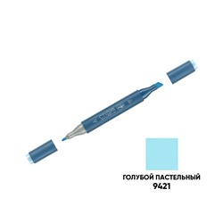 Маркер двусторонний для скетчинга Гамма "Студия", голубой пастельный, корпус трехгранный, пулевид./клиновид. наконечники