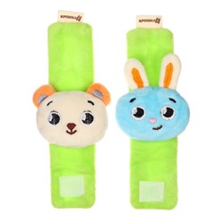 Погремушка - браслет Крошка Я «Зверята», набор 2 шт., от 3 мес.