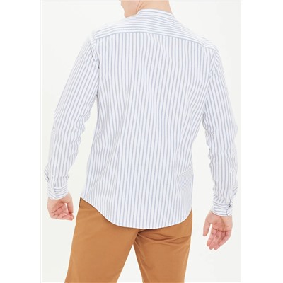 Long Sleeve Slim Fit Grandad Collar Oxford Shirt