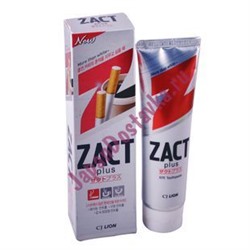 Зубная паста Zact с эффектом отбеливания кофейного и никотинового налета, CJ Lion 150 г
