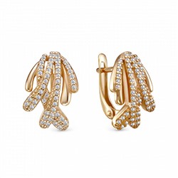 Серьги с фианитом позолоченные серебро 925*