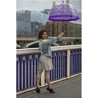 L042-4426 PurpleLeopard (Фиолетовый леопард) Зонт женский трость Fulton