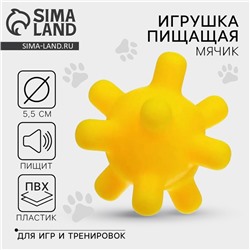 Игрушки для собак. Мячик с пищалкой «Жёлтый», d=5 см