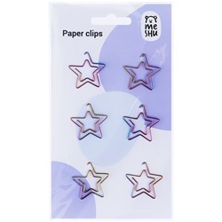 Скрепки фигурные 25мм, Meshu "Stars", 6шт., пакет с европодвесом