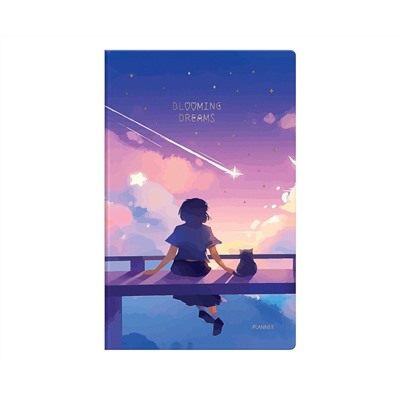 Планер недатированный, 32л., 135*210мм, на скобе MESHU "Blooming dreams", матовая ламинация, голографическая фольга